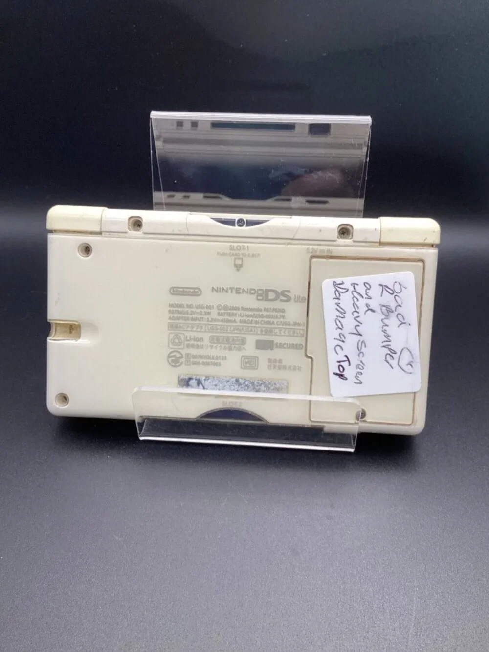 Nintendo DS Lite White USG-001 Powers On Bad Top Display New Battery USA AS-IS